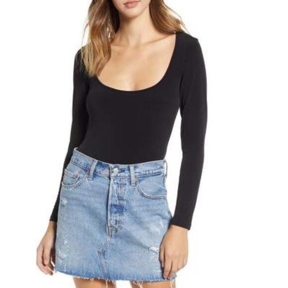 Leith Double Scoop Long Sleeve Thong Bodysuit - Picture 2 of 3